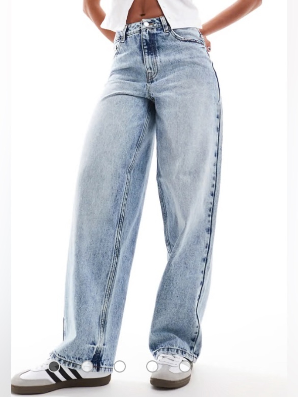 ASOS Miss Selfridge Denim baggy jeans blue acid wash NWT Size 12 Petite - 34x25”